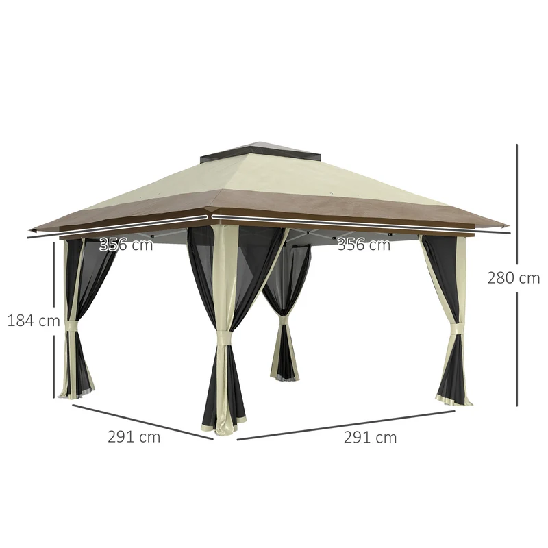 Outsunny Carpa Plegable 3,6x3,6 M Con 4 Paredes Laterales De Malla Anti-uv Crema