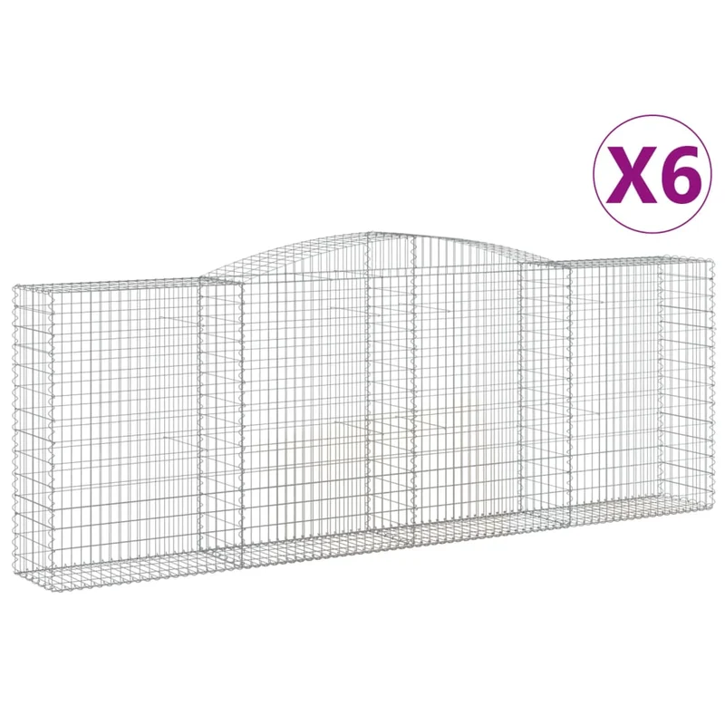 Cestas Gaviones 6 Uds Forma De Arco Hierro 400x50x140/160 Cm