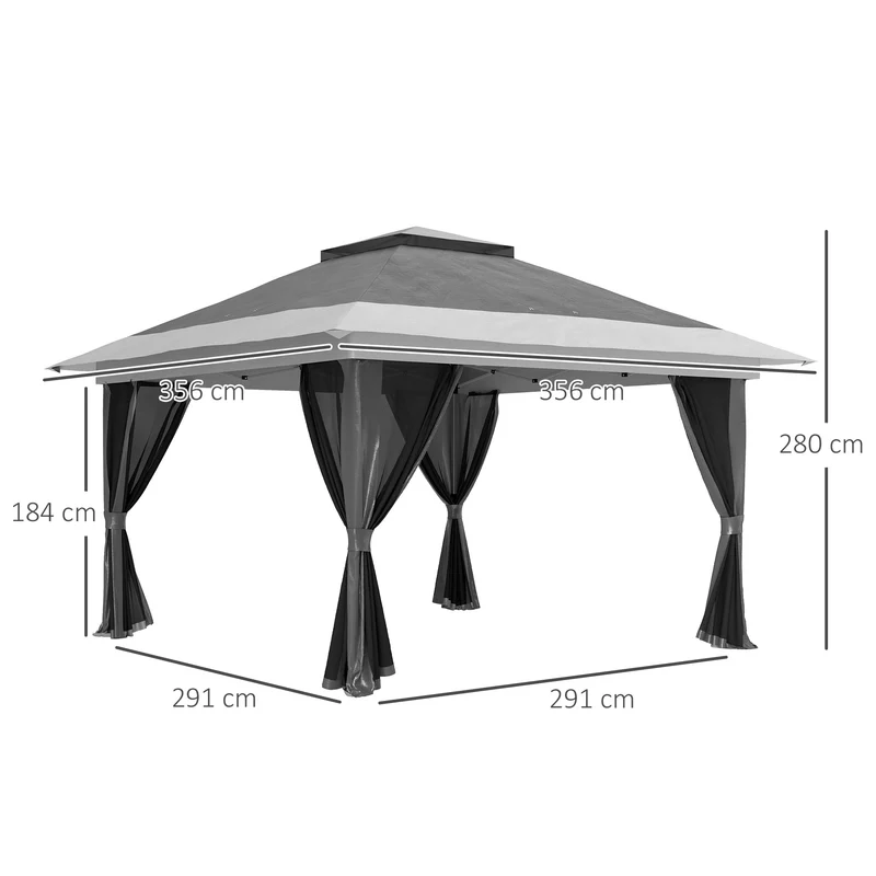 Outsunny Carpa Plegable 3,6x3,6 M Con 4 Paredes Laterales De Malla Anti-uv Gris