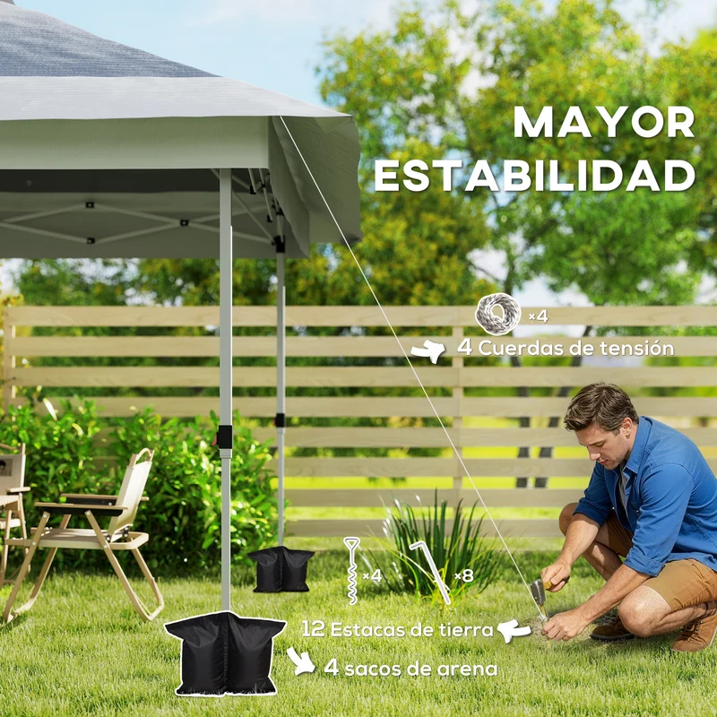 Outsunny Carpa Plegable 3,6x3,6 M Con 4 Paredes Laterales De Malla Anti-uv Gris