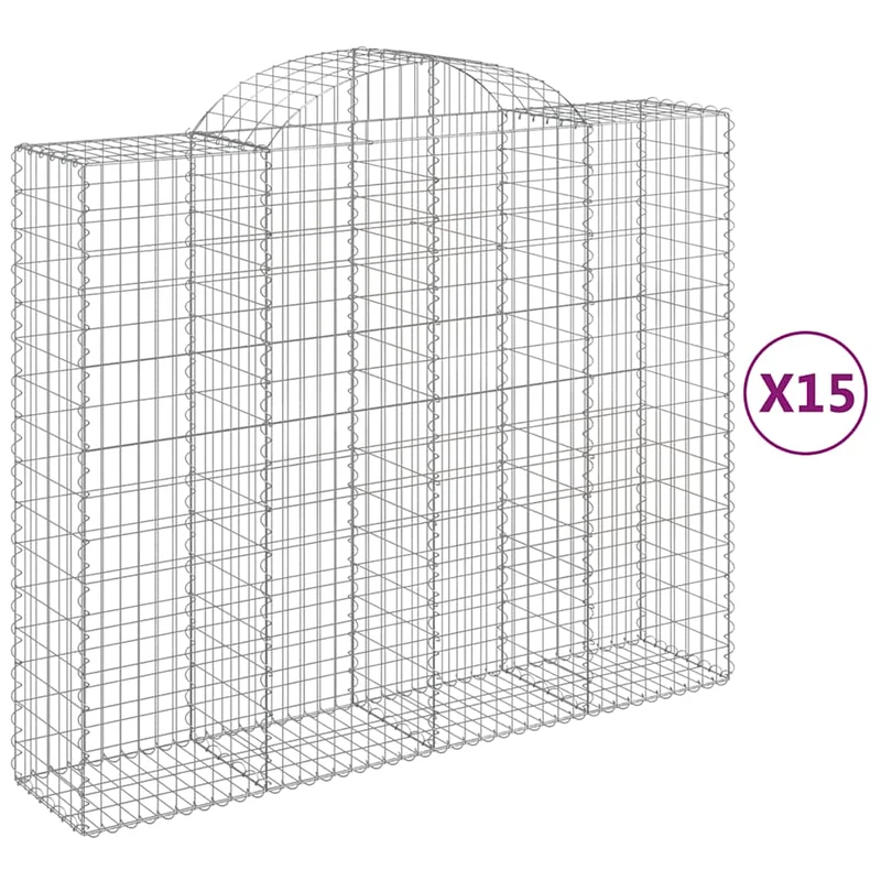 Cestas Gaviones 15 Uds Forma De Arco Hierro 200x50x160/180 Cm