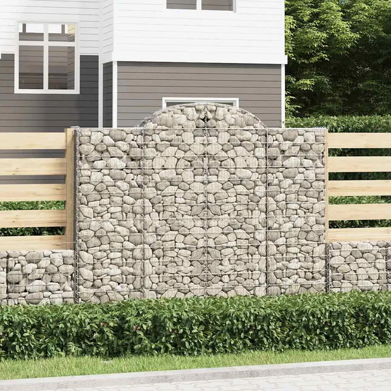Cestas Gaviones 15 Uds Forma De Arco Hierro 200x50x160/180 Cm