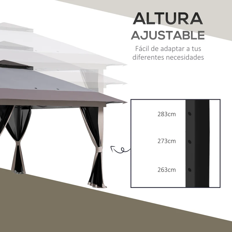 Outsunny Carpa Plegable Pop-up 4x4x2,8 M Altura Ajustable Protección Uv50+