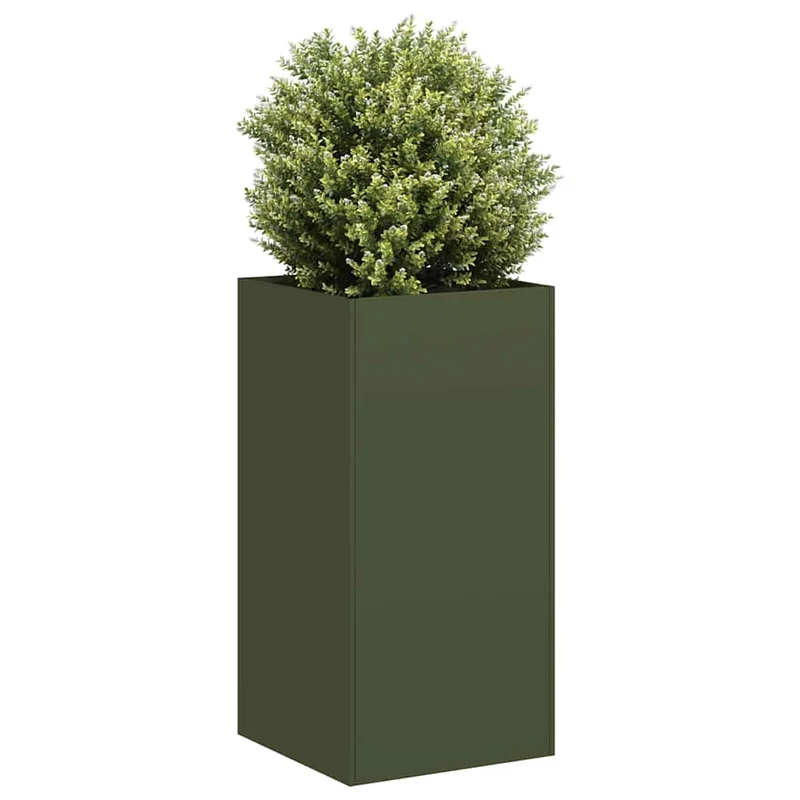 Jardinera De Acero Laminado En Frío Verde Oliva 40x40x80 Cm
