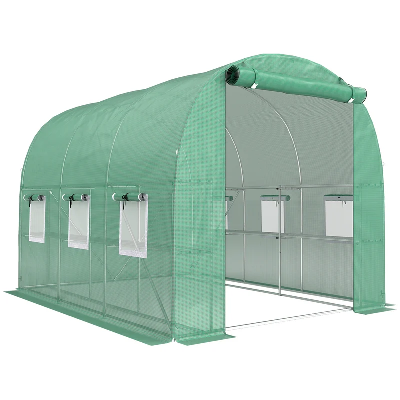 Outsunny Invernadero De Exterior 2,8x2x1,9 M Con Estantes Puerta Enrollable