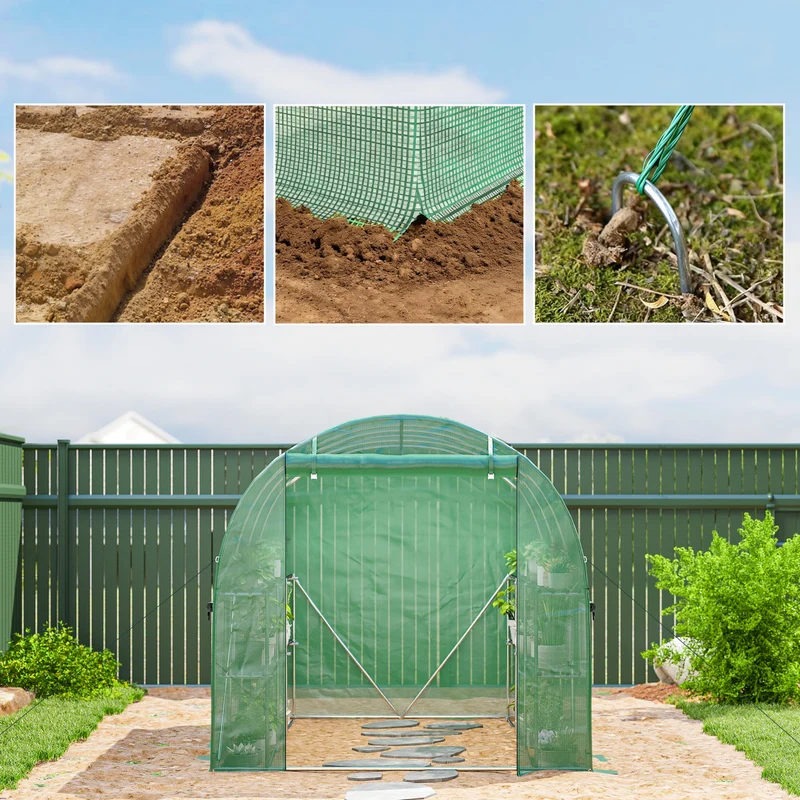 Outsunny Invernadero De Exterior 2,8x2x1,9 M Con Estantes Puerta Enrollable