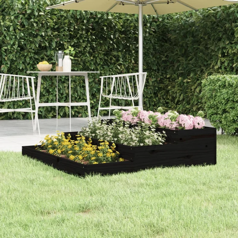 Jardinera Madera Maciza De Pino Negro 107x107x27 Cm