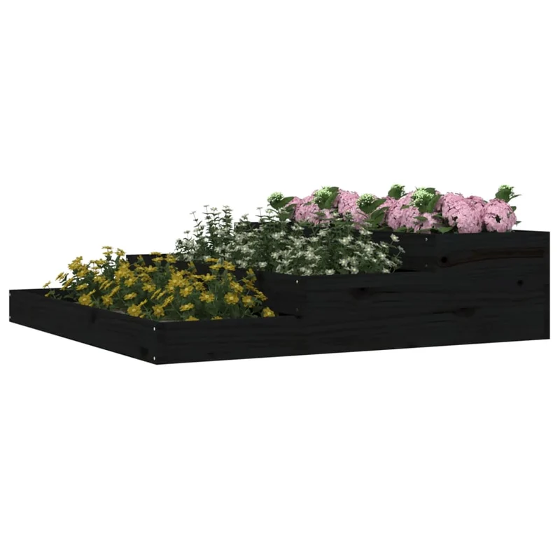 Jardinera Madera Maciza De Pino Negro 107x107x27 Cm
