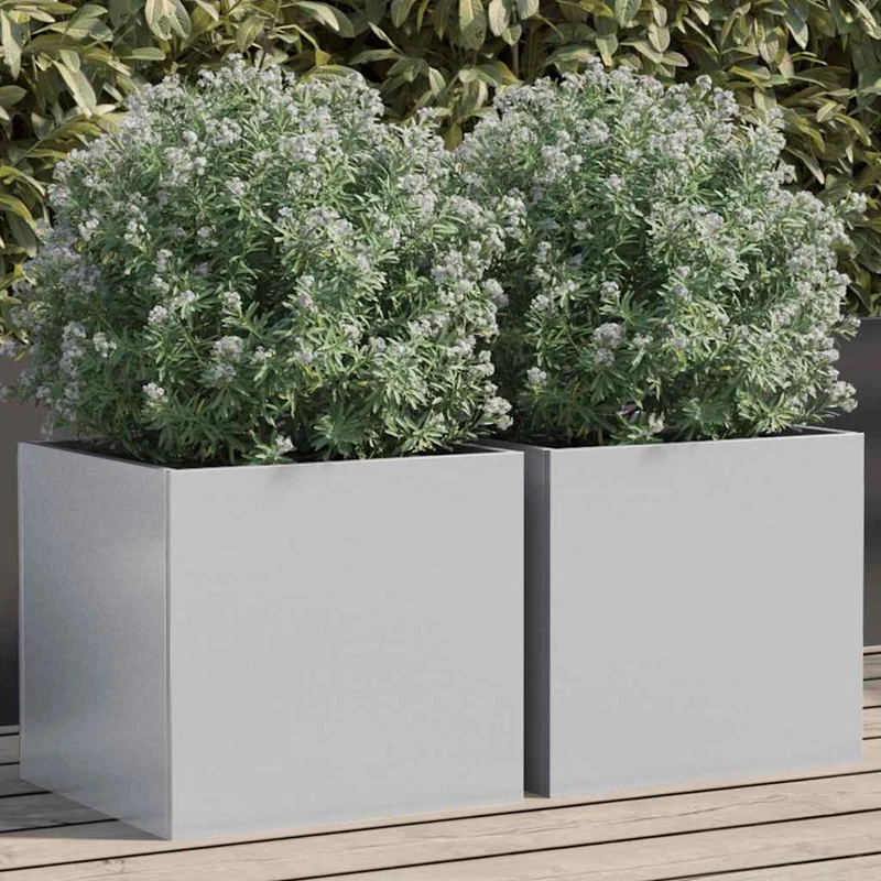 Jardineras 2 Unidades Acero Corten Plateado 32x30x29 Cm