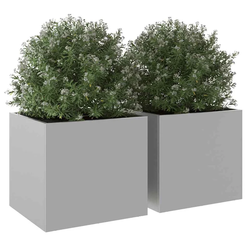 Jardineras 2 Unidades Acero Corten Plateado 32x30x29 Cm