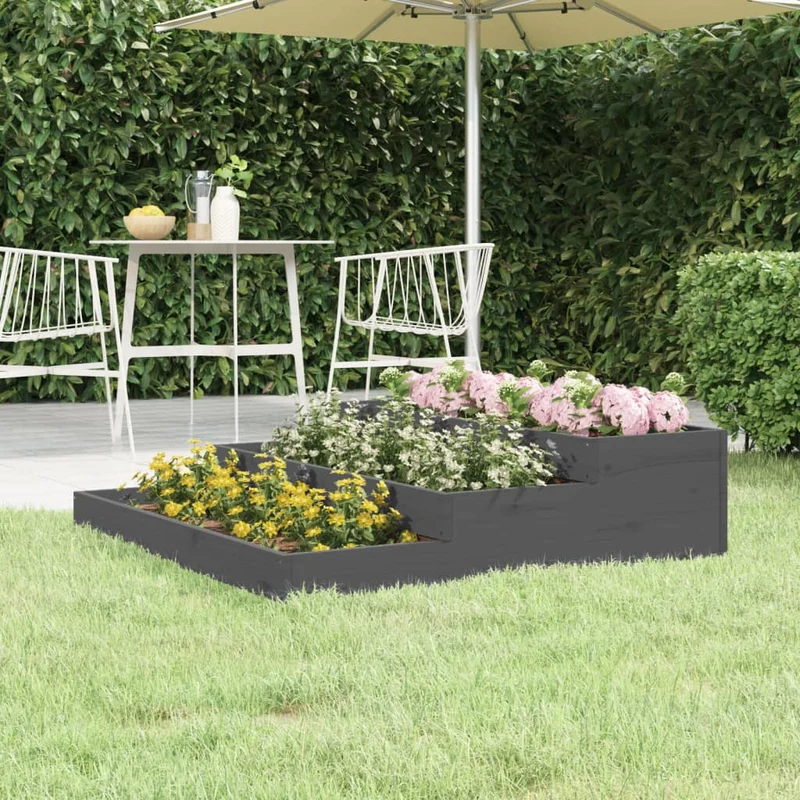 Jardinera De Madera Maciza De Pino Gris 107x107x27 Cm