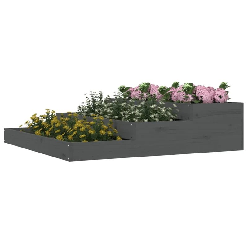 Jardinera De Madera Maciza De Pino Gris 107x107x27 Cm