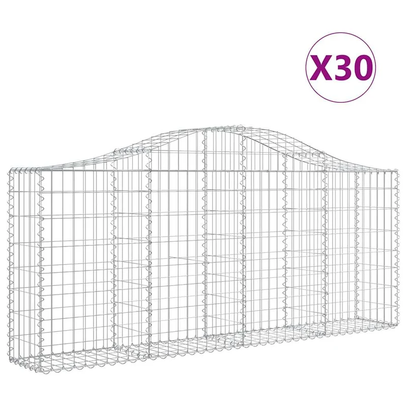 Cestas De Gaviones 30 Uds Forma De Arco Hierro 200x30x80/100 Cm