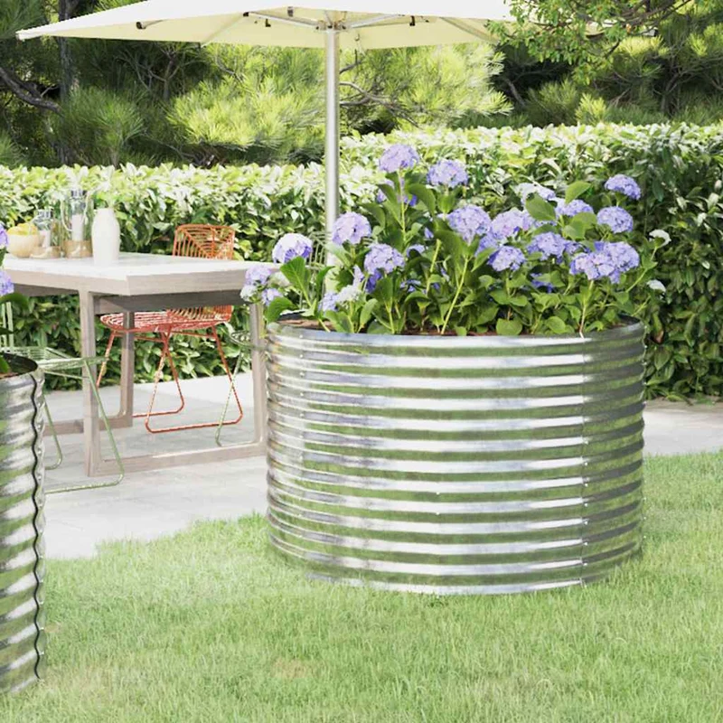 Jardinera Arriate Acero Galvanizado Plata 100x100x68 Cm