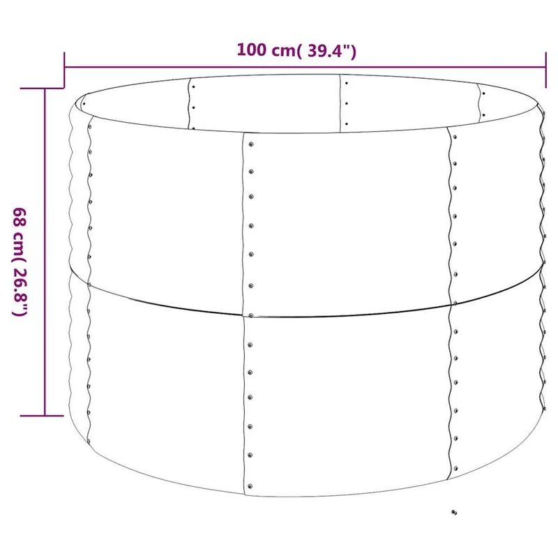Jardinera Arriate Acero Galvanizado Plata 100x100x68 Cm