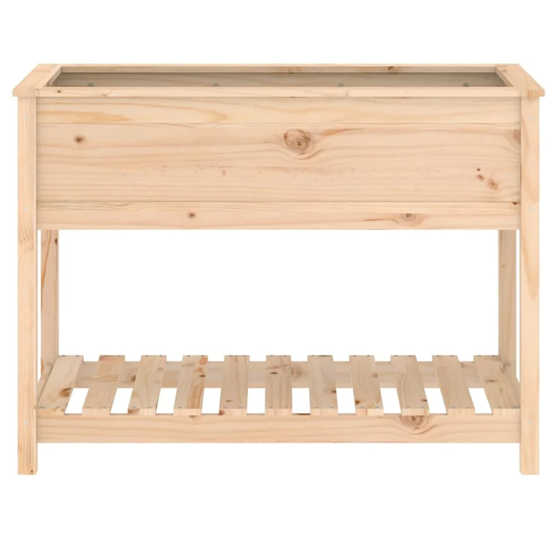 Jardinera Con Estante De Madera Maciza De Pino 111,5x54x81 Cm