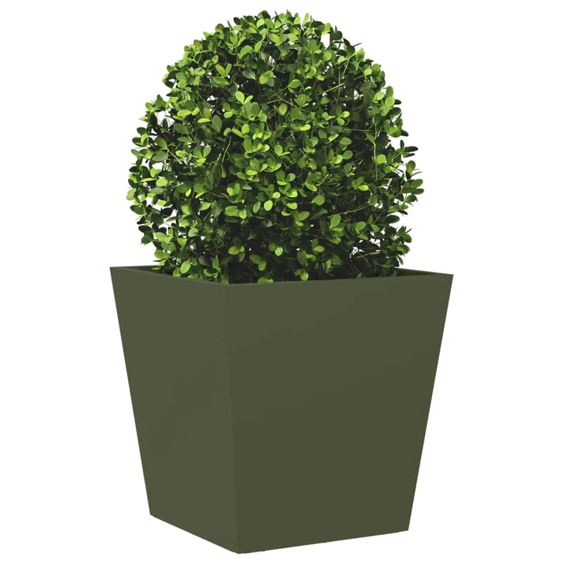 Jardineras 2 Unidades Acero Verde Oliva 40x40x40 Cm