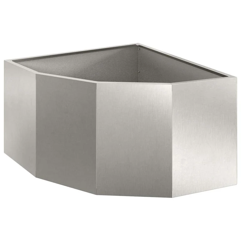 Macetero De Esquina Plateado 60 X 60 X 35 Cm Acero Inoxidable