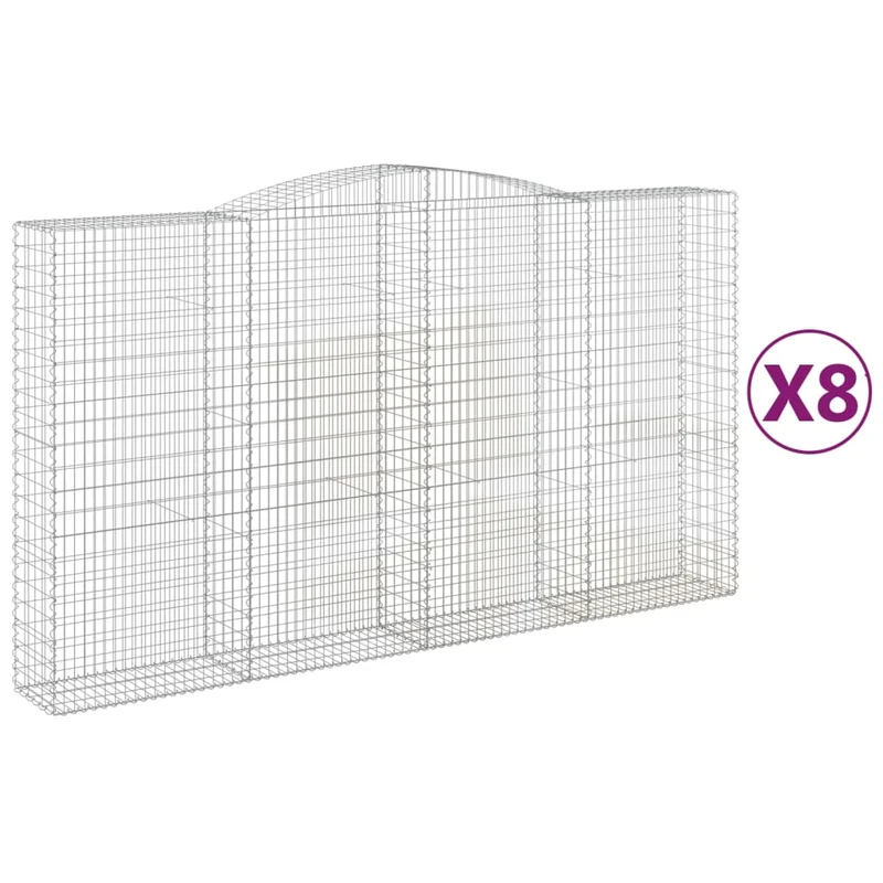 Cestas De Gaviones 8 Uds Forma De Arco Hierro 400x50x220/240 Cm