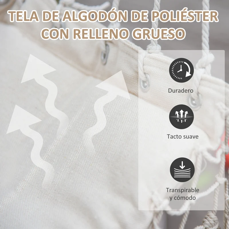 Outsunny Silla Colgante Con Borlas Carga 120 Kg Para Interior Y Exterior Blanco