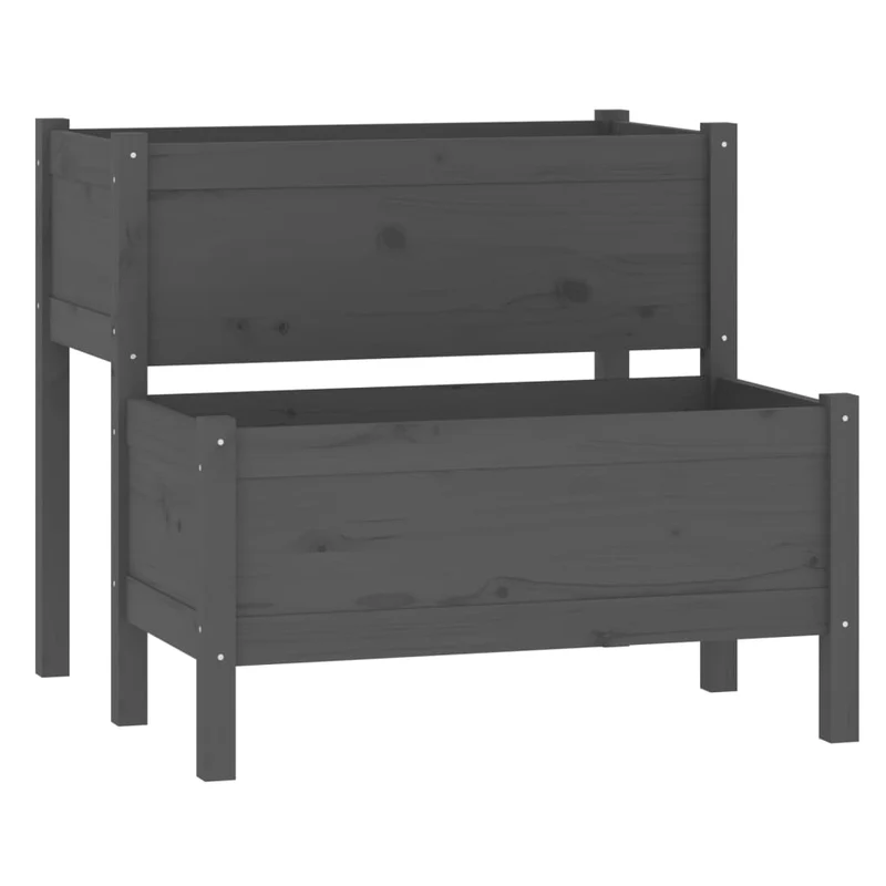 Jardinera De Madera Maciza De Pino Gris 84,5x84x75 Cm