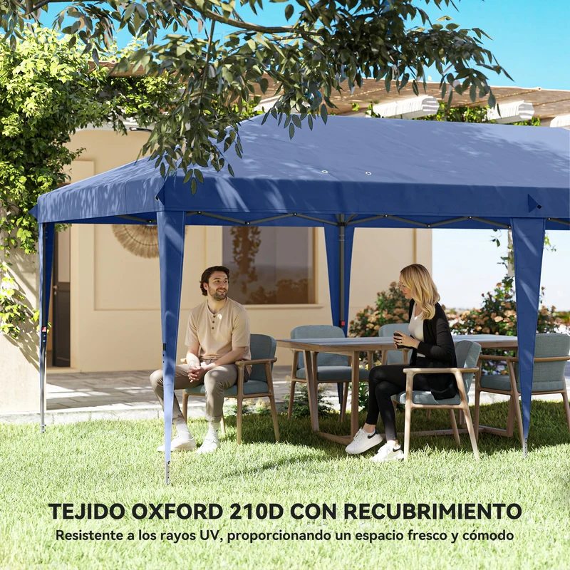 Outsunny Carpa Plegable 6x3 M Con 4 Laterales Desmontables 2 Ventanas Azul