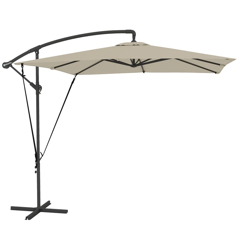Outsunny Parasol Excéntrico 247x247 Cm Con Base Cruzada Manivela Caqui