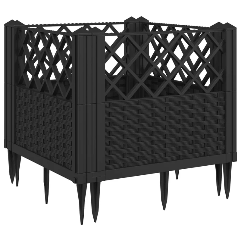 Jardinera Con Clavijas Pp Negro 43,5x43,5x43,5 Cm