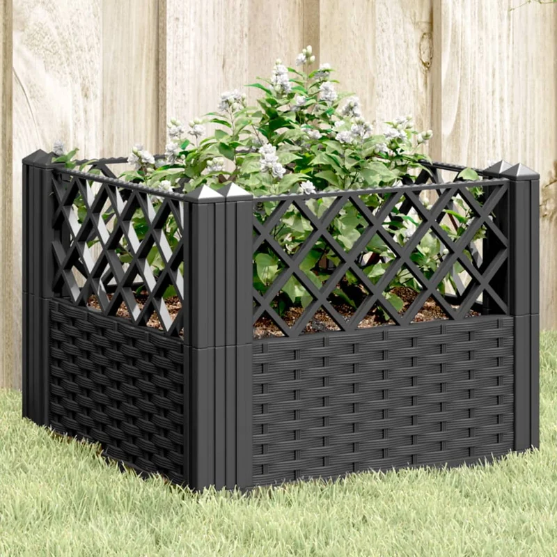 Jardinera Con Clavijas Pp Negro 43,5x43,5x43,5 Cm