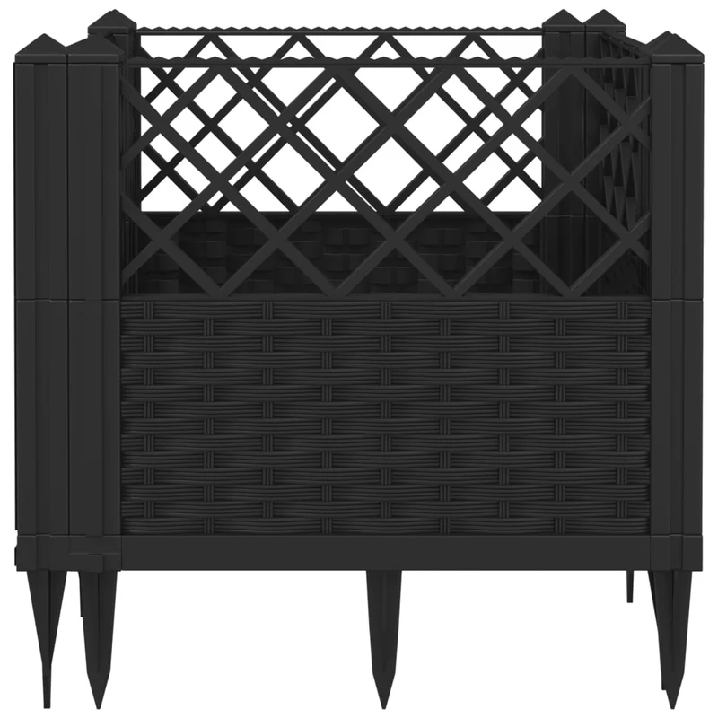 Jardinera Con Clavijas Pp Negro 43,5x43,5x43,5 Cm