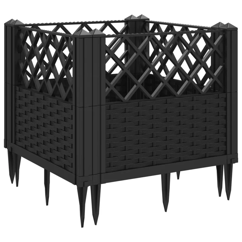 Jardinera Con Clavijas Pp Negro 43,5x43,5x43,5 Cm