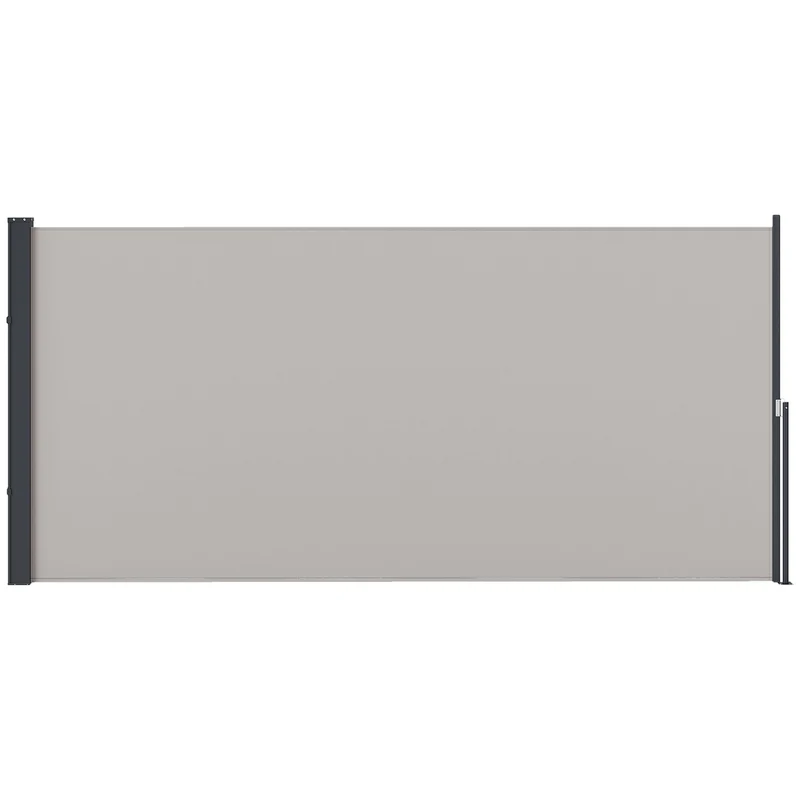 Outsunny Toldo Lateral Retráctil Pantalla Enrollable 300x140 Cm Gris Claro
