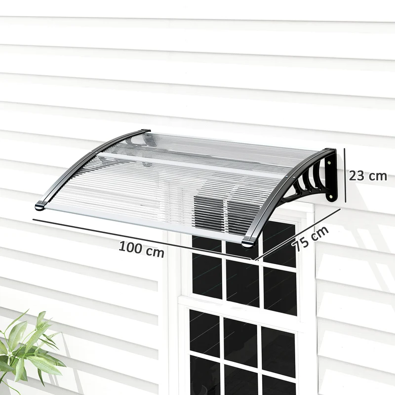 Outsunny Tejadillo De Protección 75x100cm Marquesina Para Puerta Transparente