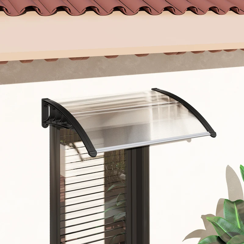 Outsunny Tejadillo De Protección 75x100cm Marquesina Para Puerta Transparente