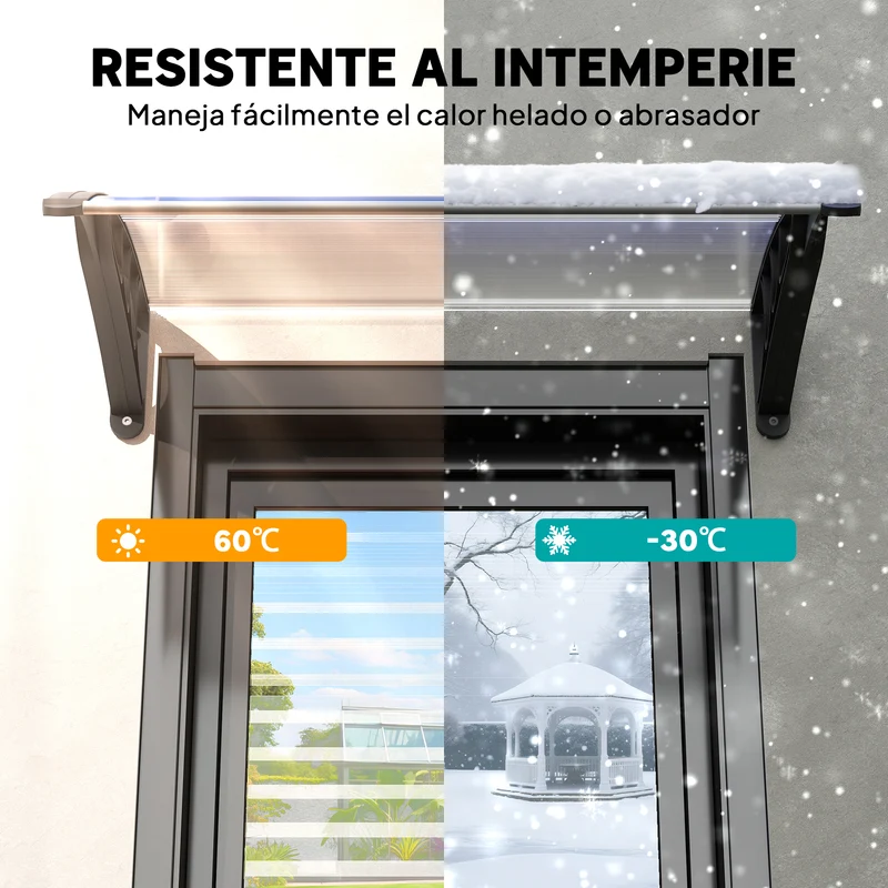 Outsunny Tejadillo De Protección 75x100cm Marquesina Para Puerta Transparente