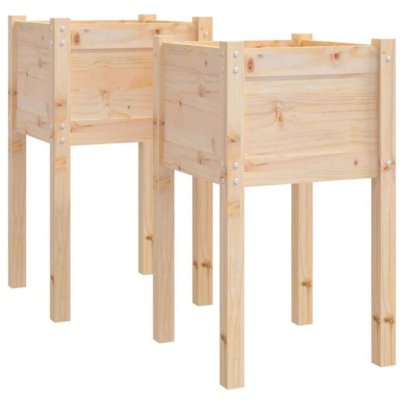 Jardineras 2 Uds Madera Maciza De Pino 40x40x70 Cm