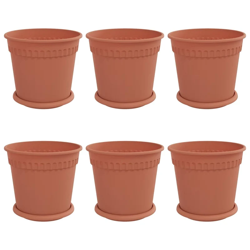 Macetas 6 Uds. Rojo Ladrillo Plástico
