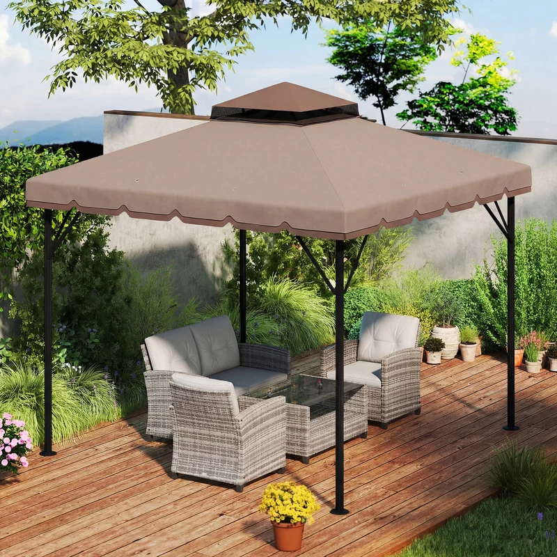 Outsunny Techo De Repuesto Para Cenador 3x3 M Techo Doble Upf 30+ Caqui