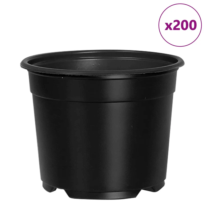 Maceta Redonda Para Flores 200 Uds. Negro Ø 10 X 8 Cm Plástico