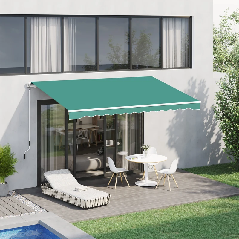 Outsunny Toldo Manual Retráctil Plegable Con Manivela Exterior 295x245 Cm Verde