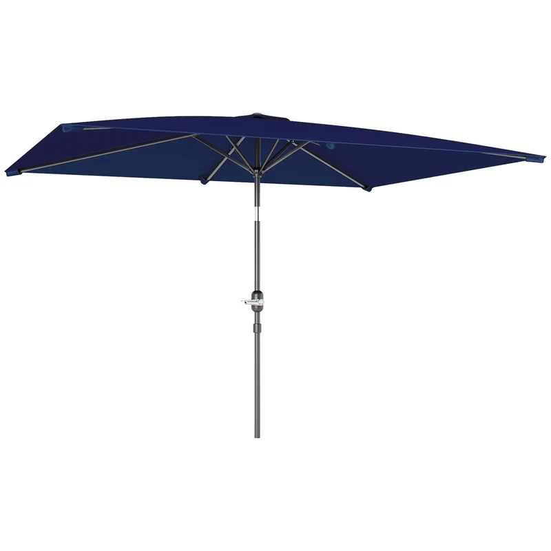 Outsunny Sombrilla De Terraza Exterior 200x300 Cm Ángulo Ajustable Azul Marino