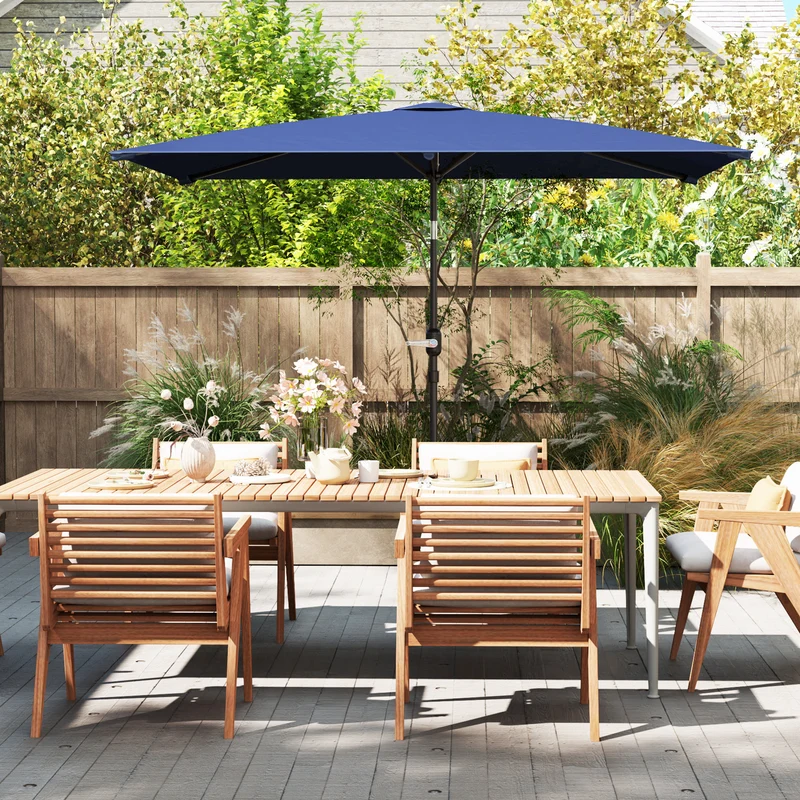 Outsunny Sombrilla De Terraza Exterior 200x300 Cm Ángulo Ajustable Azul Marino