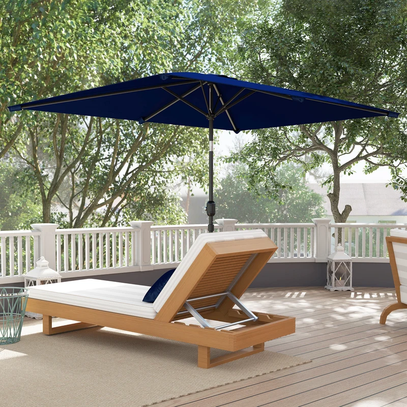 Outsunny Sombrilla De Terraza Exterior 200x300 Cm Ángulo Ajustable Azul Marino