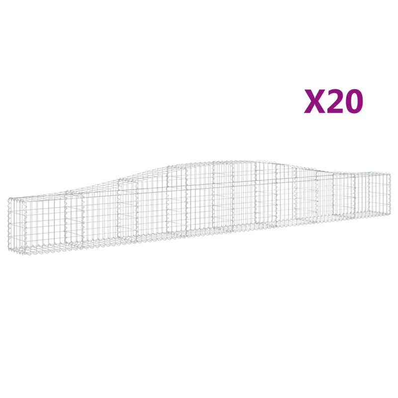 Cestas De Gaviones 20 Uds Forma De Arco Hierro 400x30x40/60 Cm