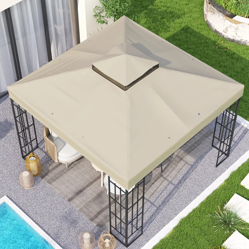 Outsunny Techo De Repuesto Para Cenador 3x3 M Con Techo Doble Protección Uv 30+