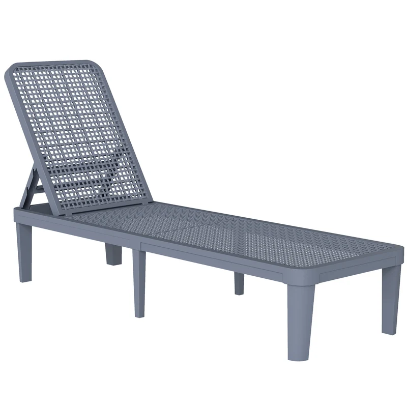 Outsunny Tumbona Jardín Exterior Con Respaldo Ajustable 191x55x35,5 Cm Gris