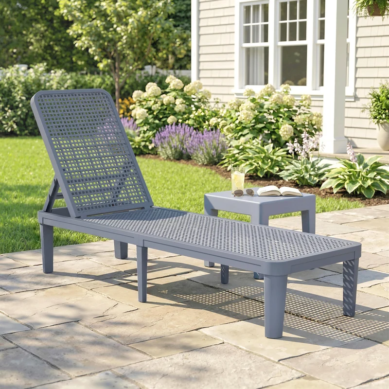 Outsunny Tumbona Jardín Exterior Con Respaldo Ajustable 191x55x35,5 Cm Gris