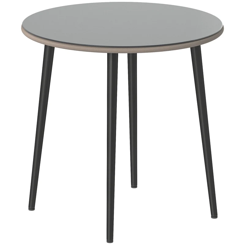 Outsunny Mesa De Comedor De Jardín Con Tablero Vidrio Templado 80x80x74 Cm Gris