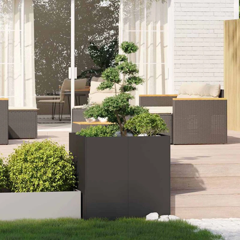 Jardinera Acero Negro 80x80x80 Cm