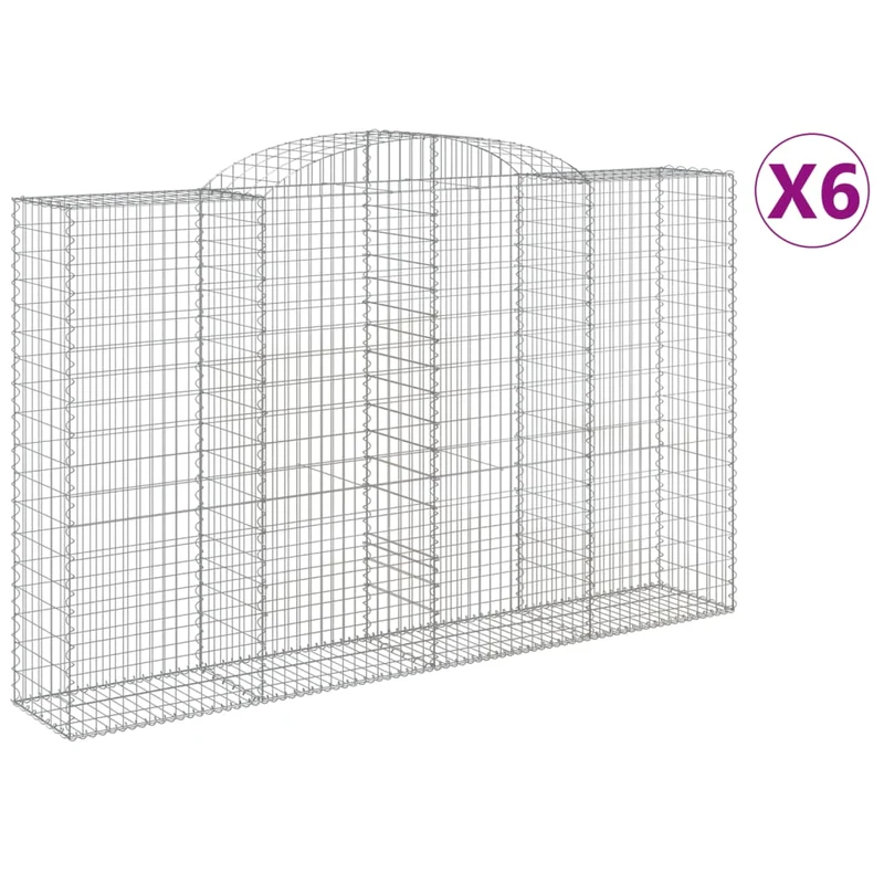 Cestas De Gaviones 6 Uds Forma De Arco Hierro 300x50x180/200 Cm